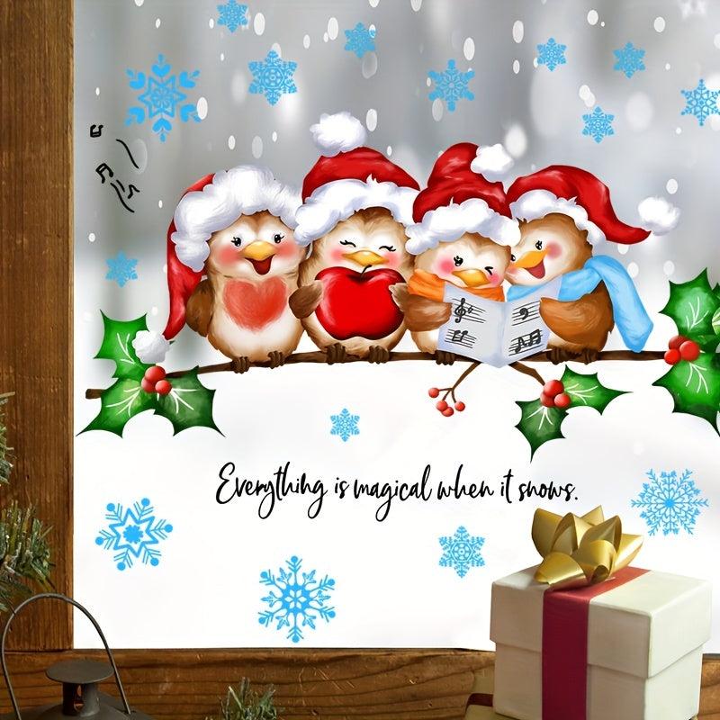 Christmas Party Branch Animal Snowflake Christmas Tree Wall Sticker