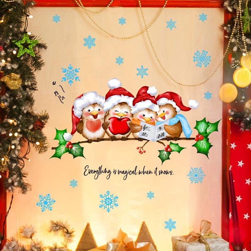 Christmas Party Branch Animal Snowflake Christmas Tree Wall Sticker
