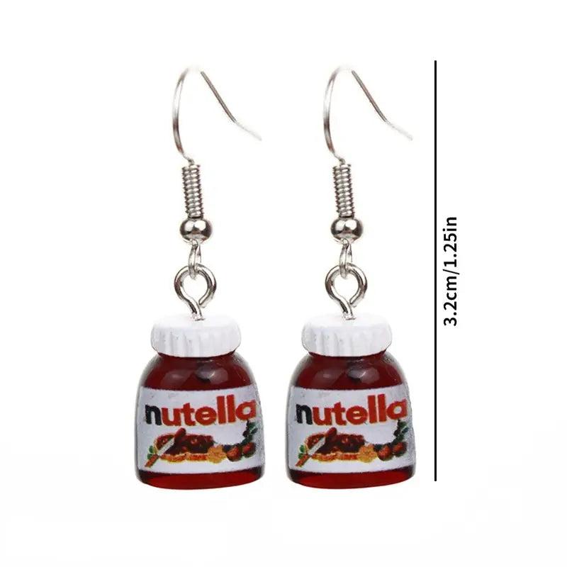 2pcs Peanut Butter Chocolate Sauce 3D Resin Earrings Food Jewelry