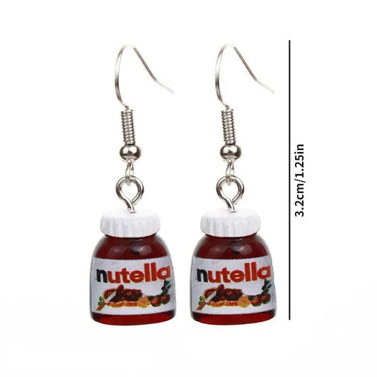 2pcs Peanut Butter Chocolate Sauce 3D Resin Earrings Food Jewelry