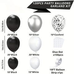 120pcs Silvery Confetti Balloon Arch Balloon Set