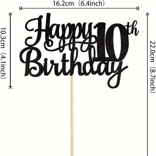 10th Birthday Cake Topper Glitter Cheers To 10 Years Cake Decorations