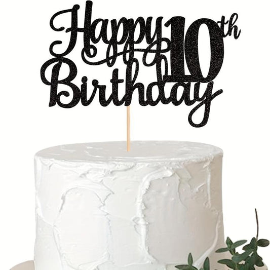 10th Birthday Cake Topper Glitter Cheers To 10 Years Cake Decorations