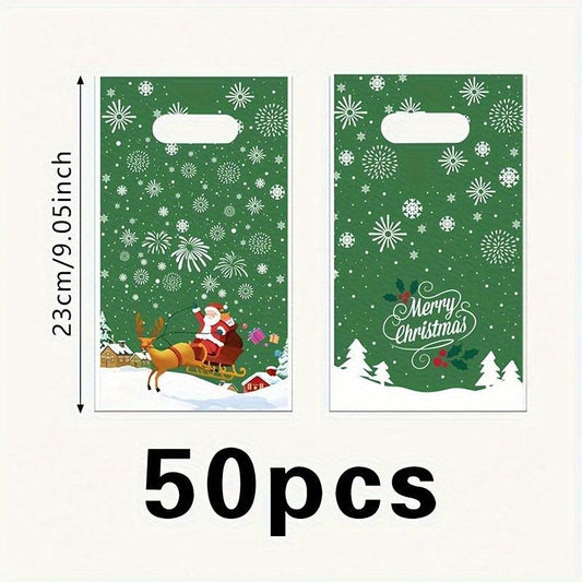 50pcs Christmas Theme Party Gift Bags For Home Decor