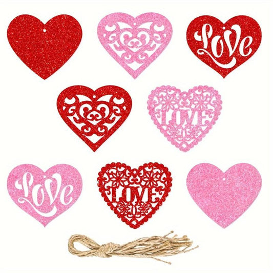 8pcs Heart Hanging Ornament Wedding Decoration Paper Love Tag