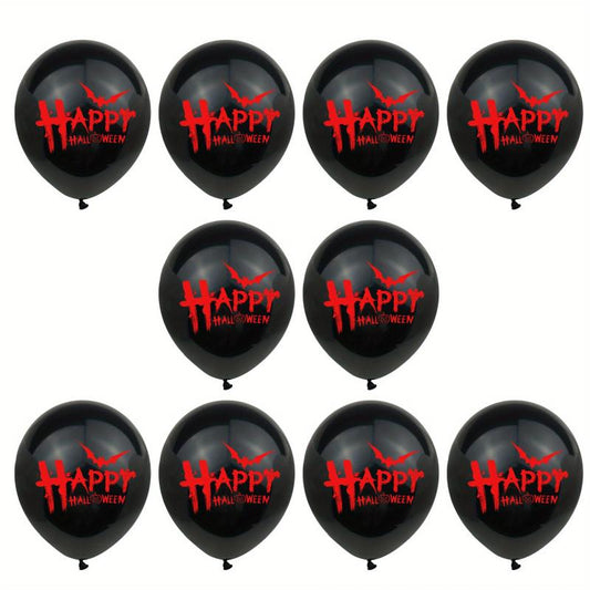 10pcs Halloween Latex Balloons Bat Pumpkin Ghost Face Blood Handprint Witch