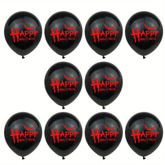 10pcs Halloween Latex Balloons Bat Pumpkin Ghost Face Blood Handprint Witch