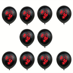 10pcs Halloween Latex Balloons Bat Pumpkin Ghost Face Blood Handprint Witch