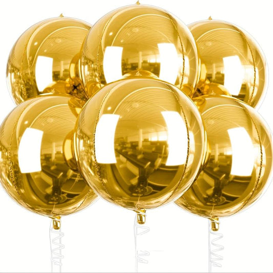 6pcs Silvery Golden 4D Foil Balloons For Bachelorette Wedding Birthday