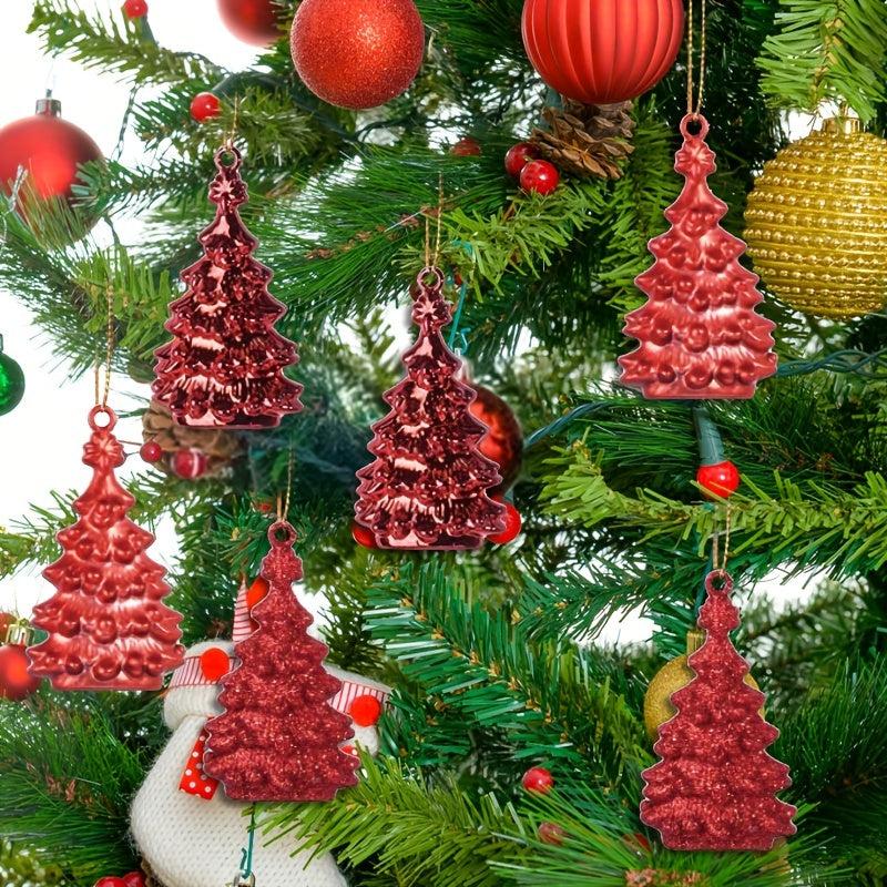 6pcs Red Relief Tree Christmas Tree Pendant Family Party Decorations