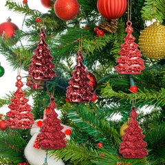 6pcs Red Relief Tree Christmas Tree Pendant Family Party Decorations