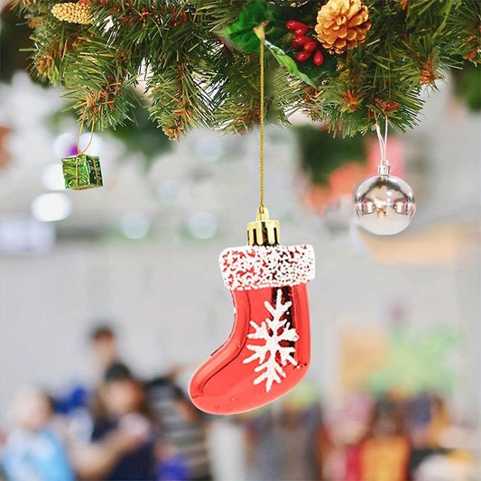 6pcs Red Christmas Stocking Tree Hanging Party Decoration
