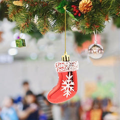 6pcs Red Christmas Stocking Tree Hanging Party Decoration