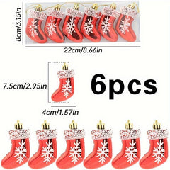 6pcs Red Christmas Stocking Tree Hanging Party Decoration