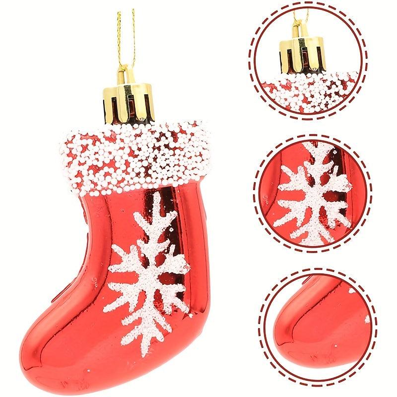 6pcs Red Christmas Stocking Tree Hanging Party Decoration
