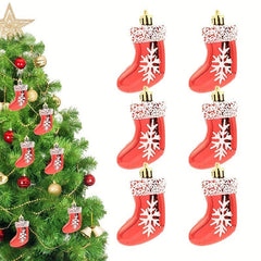 6pcs Red Christmas Stocking Tree Hanging Party Decoration