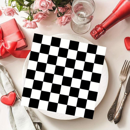 20pcs Racing Flag Print Napkins for Car Birthday Party Supplies