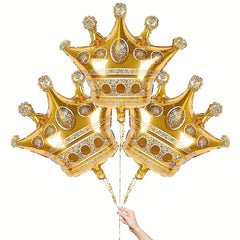 3pcs Golden Crown Foil Balloons Halloween Christmas Anniversary Decoration