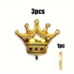 3pcs Golden Crown Foil Balloons Halloween Christmas Anniversary Decoration