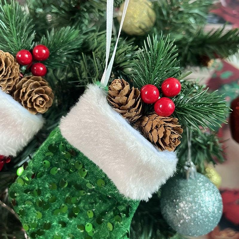 Mini Christmas Socks Tree Pendant Hanging Gift Bag Candy Bag