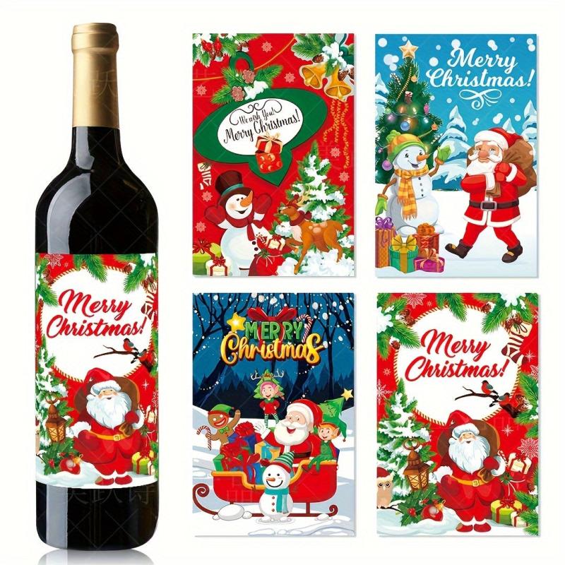 8pcs Christmas Wine Bottle Stickers Party Decoration