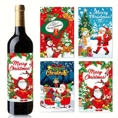 8pcs Christmas Wine Bottle Stickers Party Decoration
