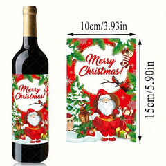 8pcs Christmas Wine Bottle Stickers Party Decoration