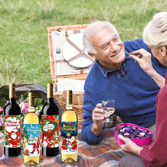 8pcs Christmas Wine Bottle Stickers Party Decoration