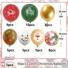 Christmas Latex Balloons Red Green With Bell Elk Tree Print Snowflake Confetti