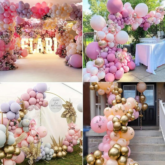 Pink Purple Balloon Arch Birthday Decoration Double Fixed Latex Party Balloons