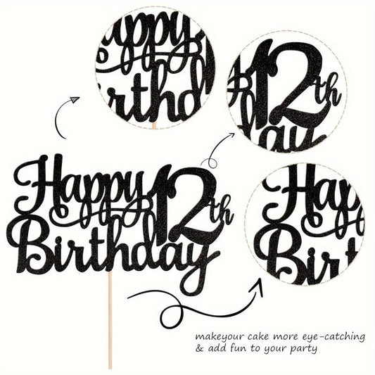 Glitter Happy Birthday Cake Topper for Party Decor