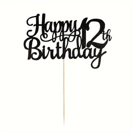 Glitter Happy Birthday Cake Topper for Party Decor
