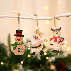 Wooden Colored Santa Claus Car Small Tree Ornaments