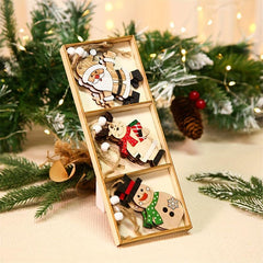 Wooden Colored Santa Claus Car Small Tree Ornaments