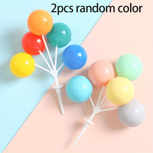 2pcs Holiday Party Colored Balloon Decorations & Cake Small Plug-in Toy