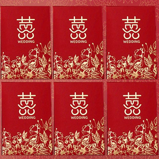 6pcs 2pcs Wedding Red Envelope Hot Stamping 'happy' 'lucky' Wedding Supplies