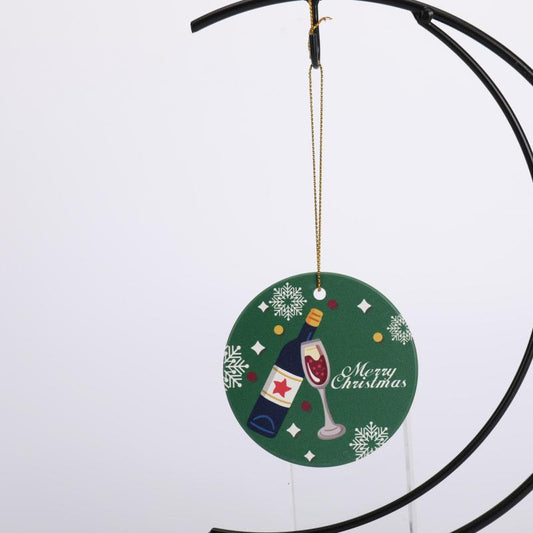 Christmas Tree Pendant Round Ceramic Acrylic Decoration Hanging Tag Gift