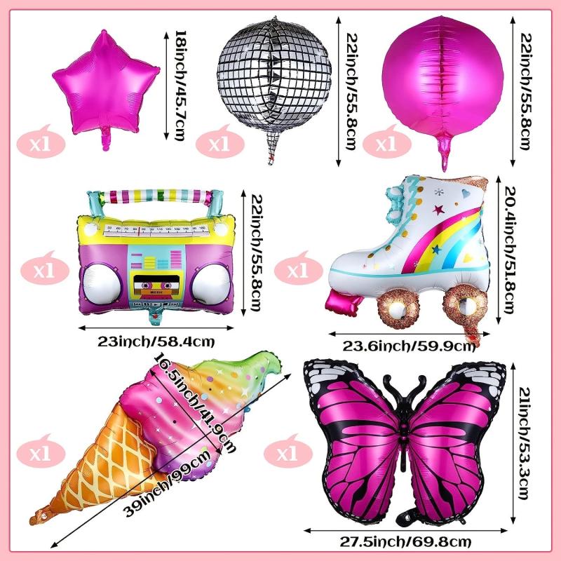 111pcs Butterfly Birthday Party Decorations Pink and Purple Foil Balloons