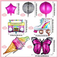 111pcs Butterfly Birthday Party Decorations Pink and Purple Foil Balloons