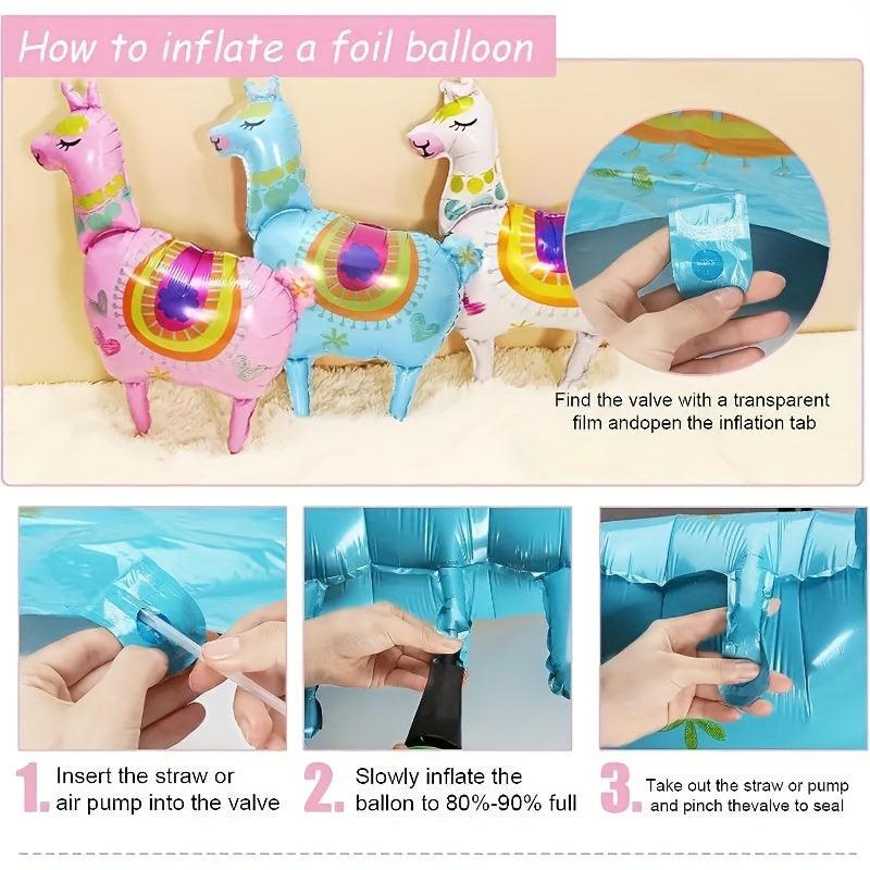 7pcs Alpaca and Cactus Foil Balloons Carnival Birthday Christmas Decoration