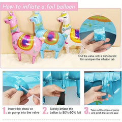 7pcs Alpaca and Cactus Foil Balloons Carnival Birthday Christmas Decoration