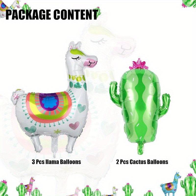7pcs Alpaca and Cactus Foil Balloons Carnival Birthday Christmas Decoration