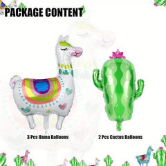 7pcs Alpaca and Cactus Foil Balloons Carnival Birthday Christmas Decoration