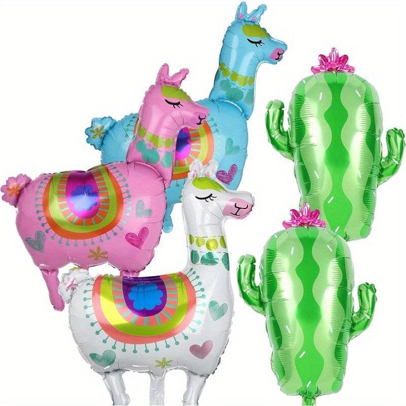7pcs Alpaca and Cactus Foil Balloons Carnival Birthday Christmas Decoration