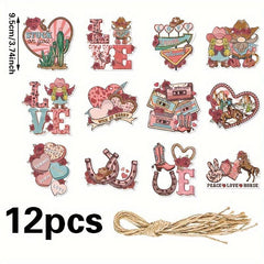 12pcs Cowboy Themed Love Hanging Ornament Decoration