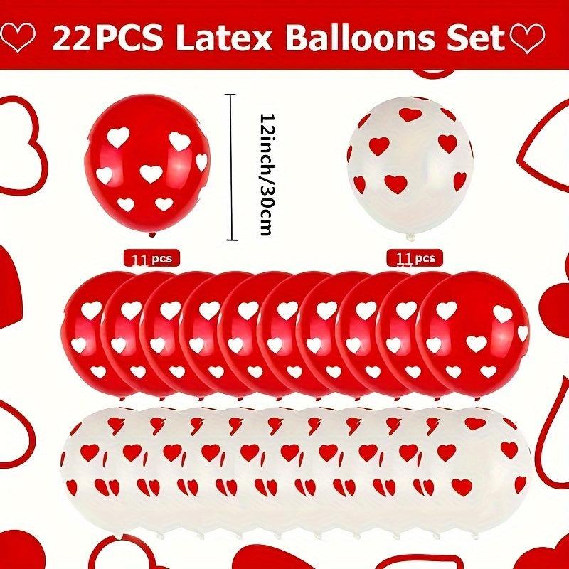 22pcs Red Heart Shaped Balloons Wedding Party Decor