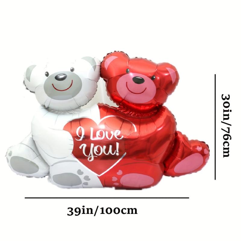 6pcs Red Love Bear Balloon Set for Wedding & Anniversary