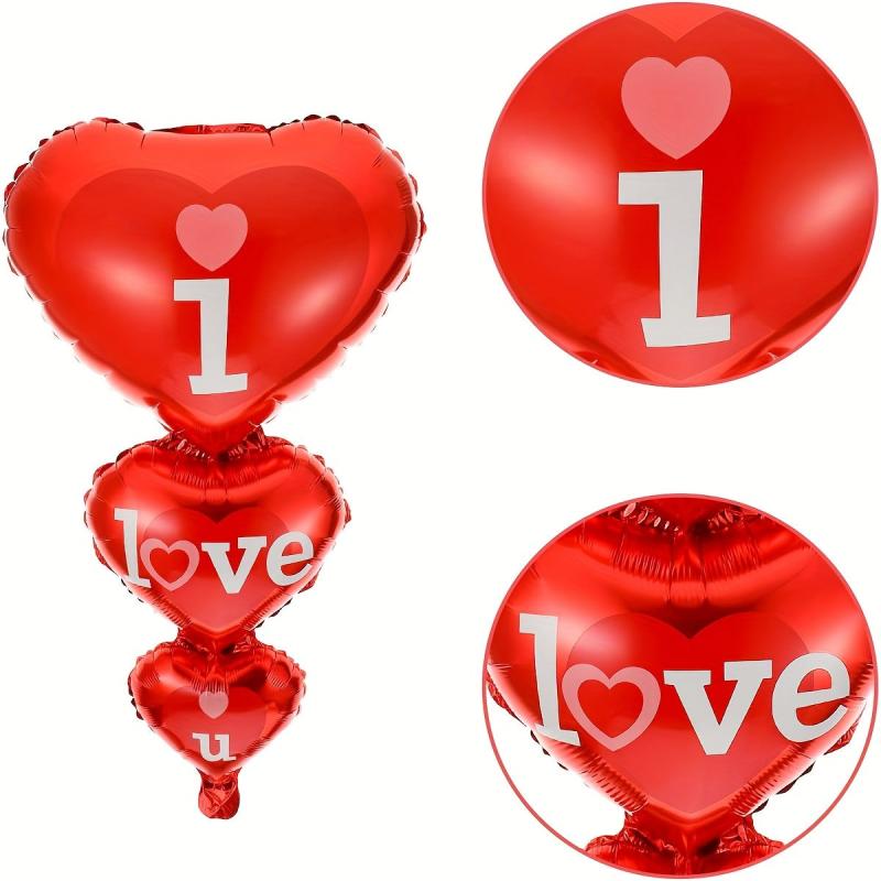 6pcs Red Love Bear Balloon Set for Wedding & Anniversary