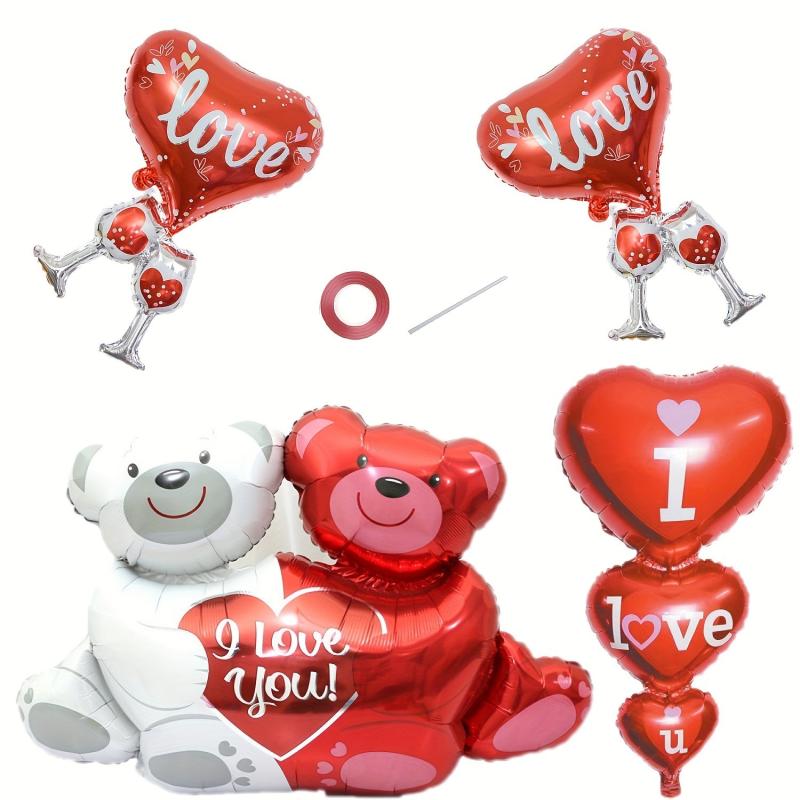 6pcs Red Love Bear Balloon Set for Wedding & Anniversary