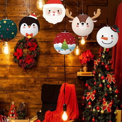 1pc Christmas Hanging Paper Lanterns Round Lamps Decoration